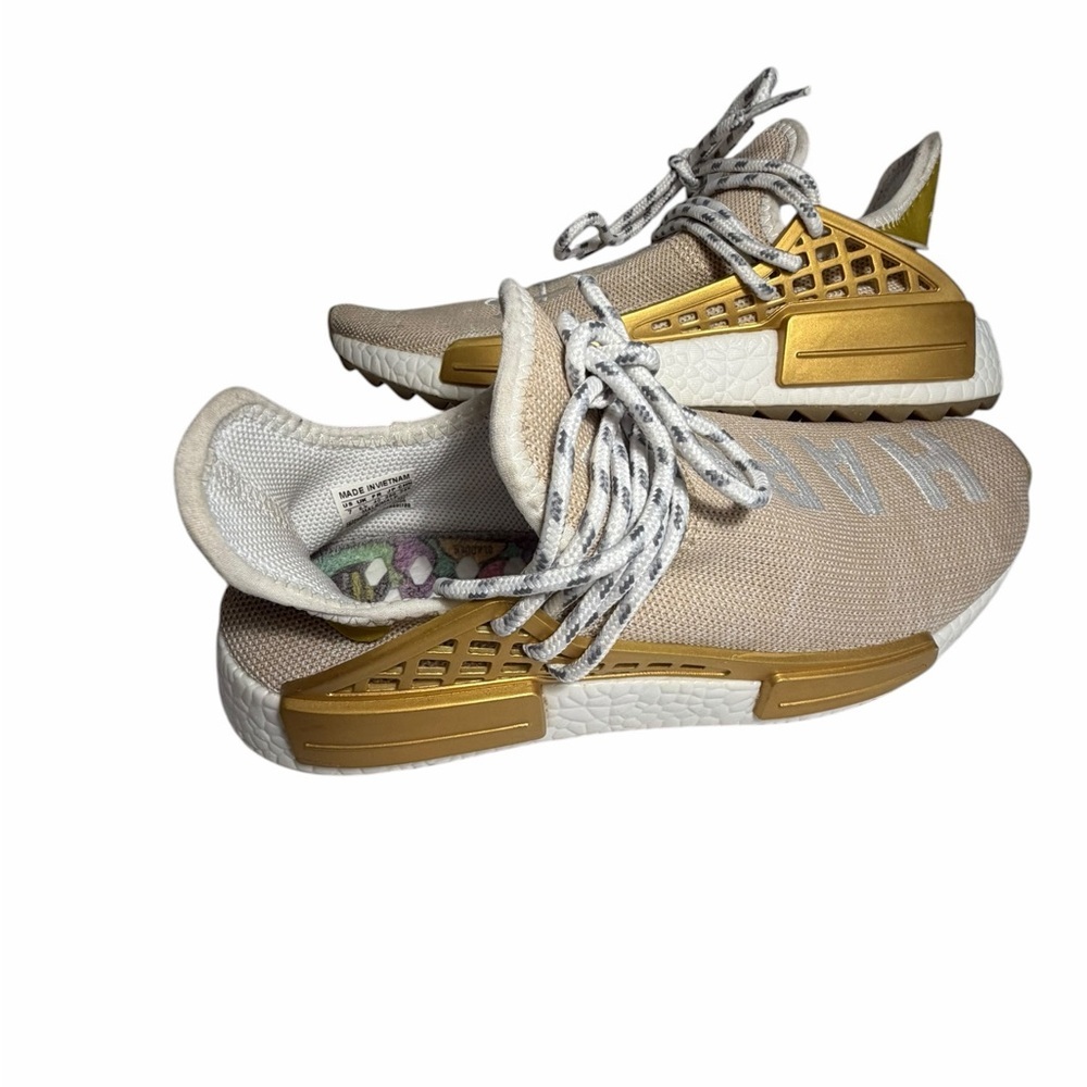 Adidas Pharrell Williams NMD Hu Trail  'HAPPY' China Gold Knit Sneakers Sz 7 - Picture 3 of 15